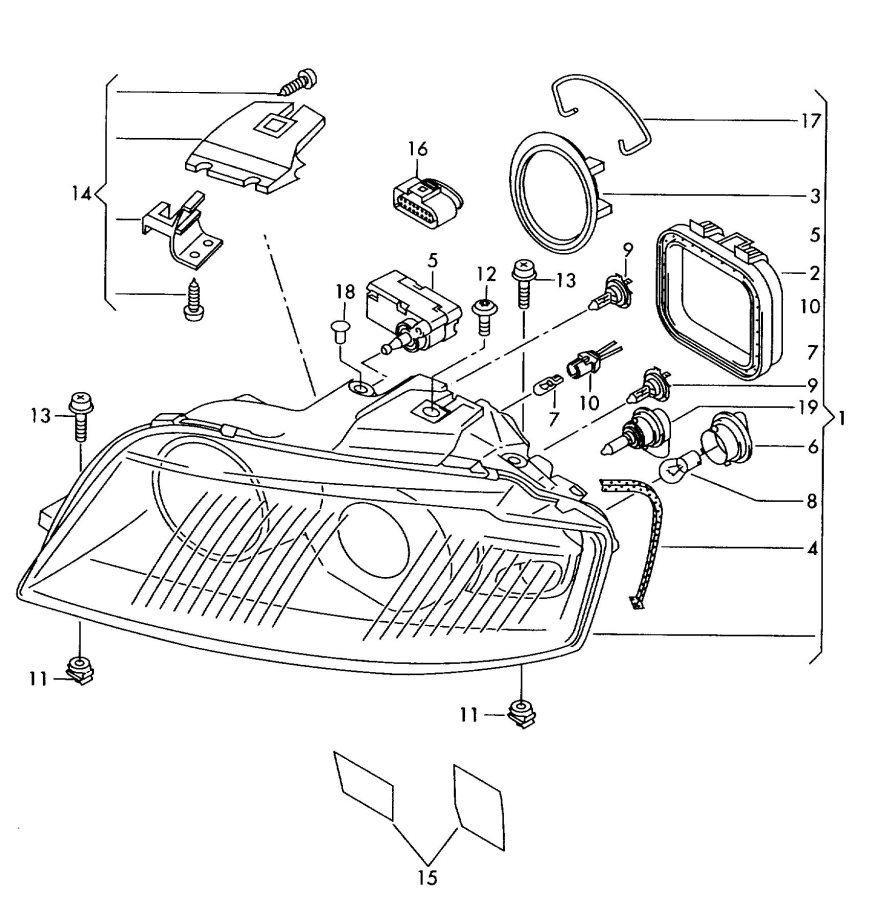 Audi A Quattro Headlight Assembly Diagram Audi A Head