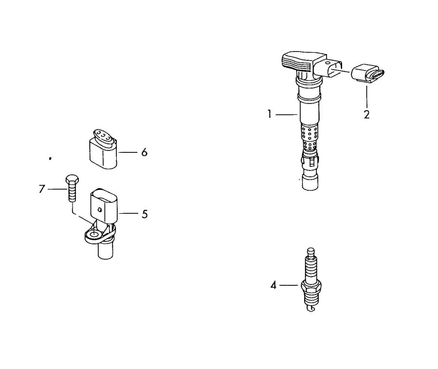 07K905715F Ignition Coil With As Replacement Only Spark Plug