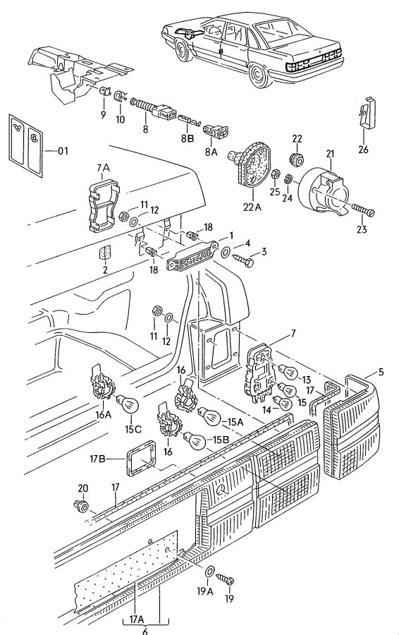 893945265 - Audi Socket. Light. Fog. Holder. License Plate. Wire ...