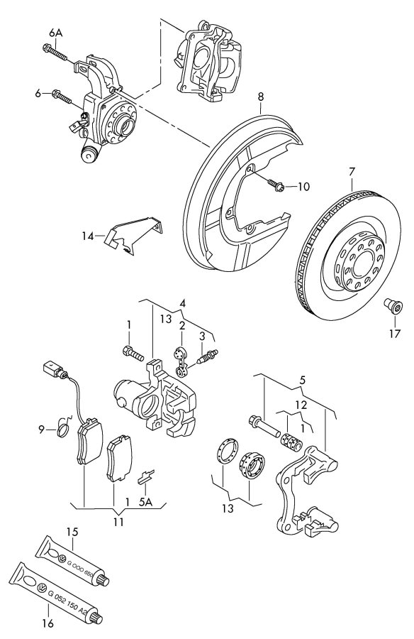 2007 audi S4 Spring. Brake. Pads - 3D0615231 | Jim Ellis Audi Parts ...