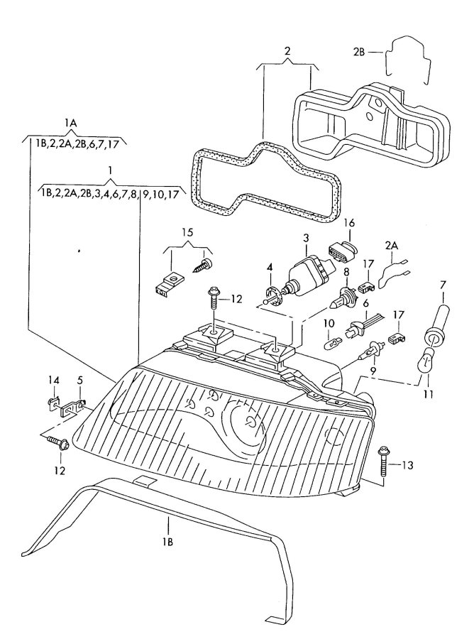 1998 Audi A6 Quattro Adjusting motor. Included with: headlamp assembly