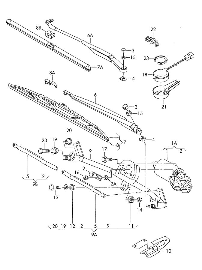 1999 Audi TT Coupe Wiper arm (drivers side). WINDSHIELD WIPER ARM ...