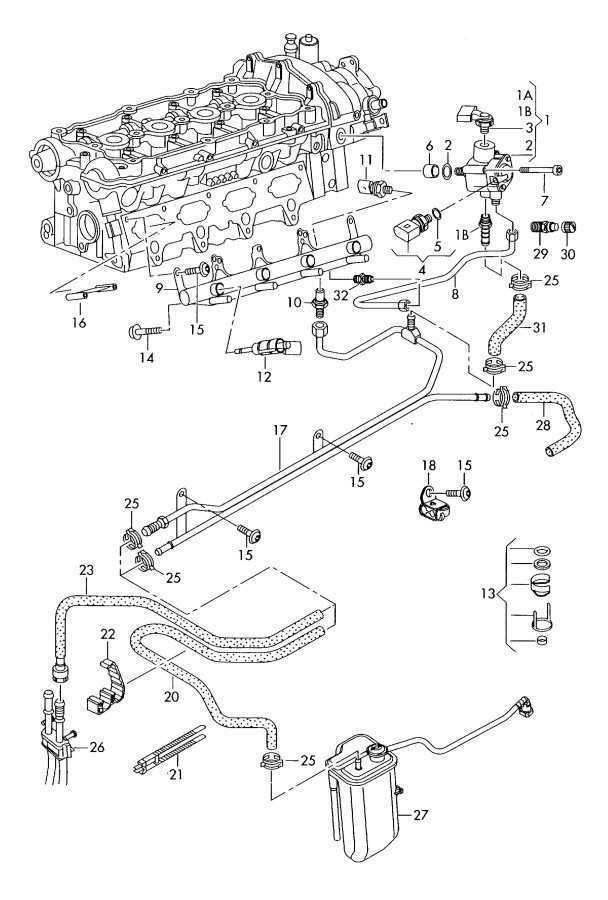 Audi Fuel pump high pressure pump fuel rail injector 2.0ltr.