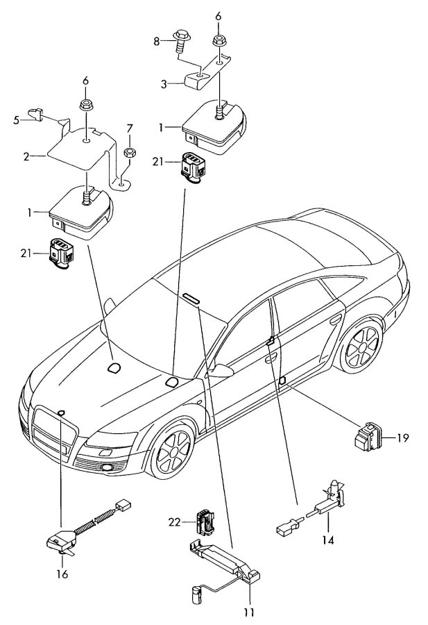 audi A8 Quattro Hood Contact Switch. A6, S6. MICRO SWITCH; A8, S8