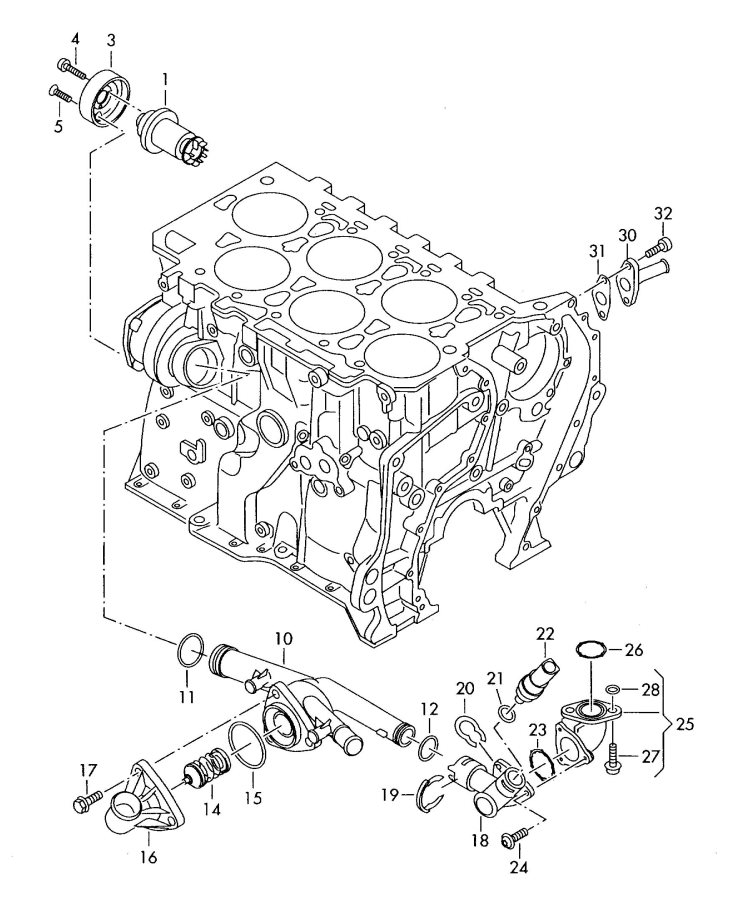 Audi Q7 Engine Coolant Outlet Gasket - 03h121041b 