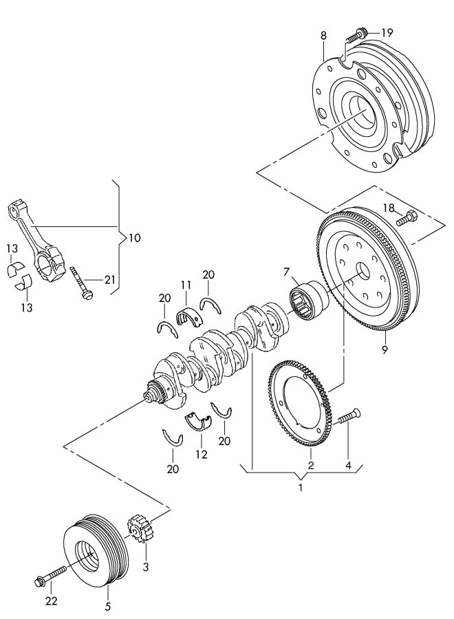 2011 Audi S5 Cabriolet Engine Crankshaft Thrust Washer. Washers ...