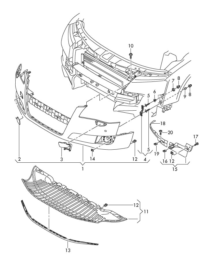 2010 Audi A8 Quattro Bumper Cover Hardware Kit. 2011-14. 2011-14, w/o