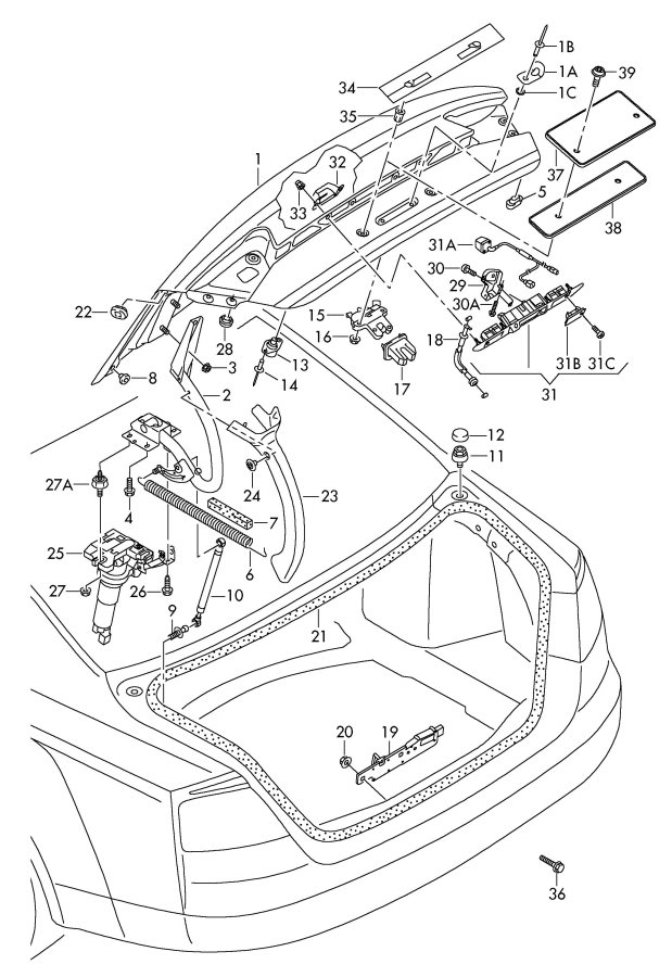 2010 Audi A8 Quattro Handle. Molding. (Rear). W/o rear camera. W/o rear